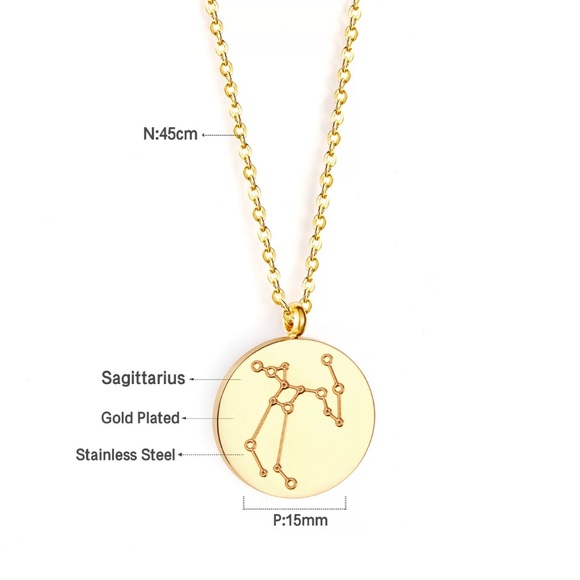✨SOLD OUT✨Sagittarius Constellation Engraved Necklace✨ - Picture 3 of 8